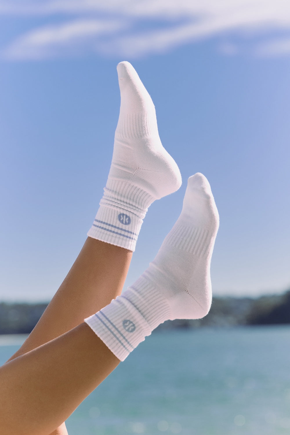 Astoria Logo Socks  - White/Harbor Blue