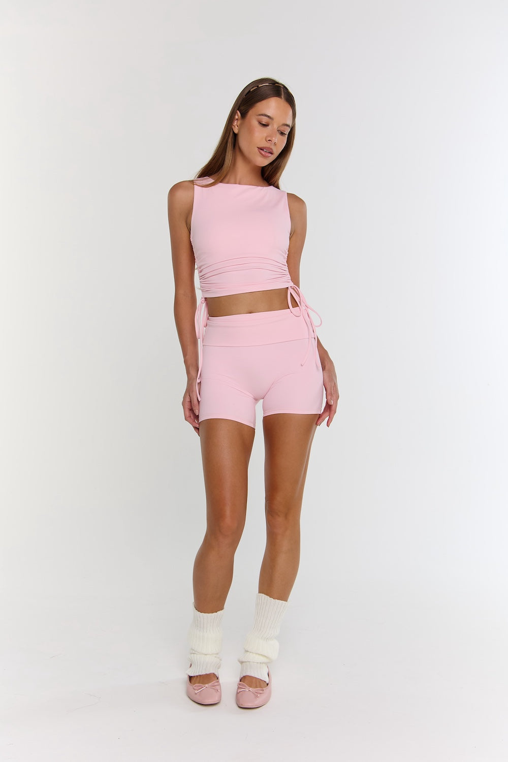 Astoria Airvíve Tie Ruched Sports Crop - Sweetheart Pink