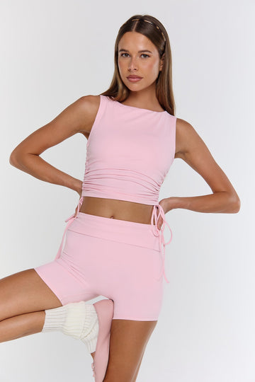Astoria Airvíve Tie Ruched Sports Crop - Sweetheart Pink