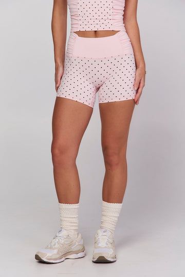 Astoria LUXE BALANCE Ruched Mini Short - Baby Pink Polka