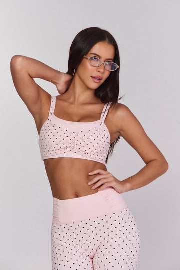 Astoria LUXE BALANCE Layered Sports Bra - Baby Pink Polka