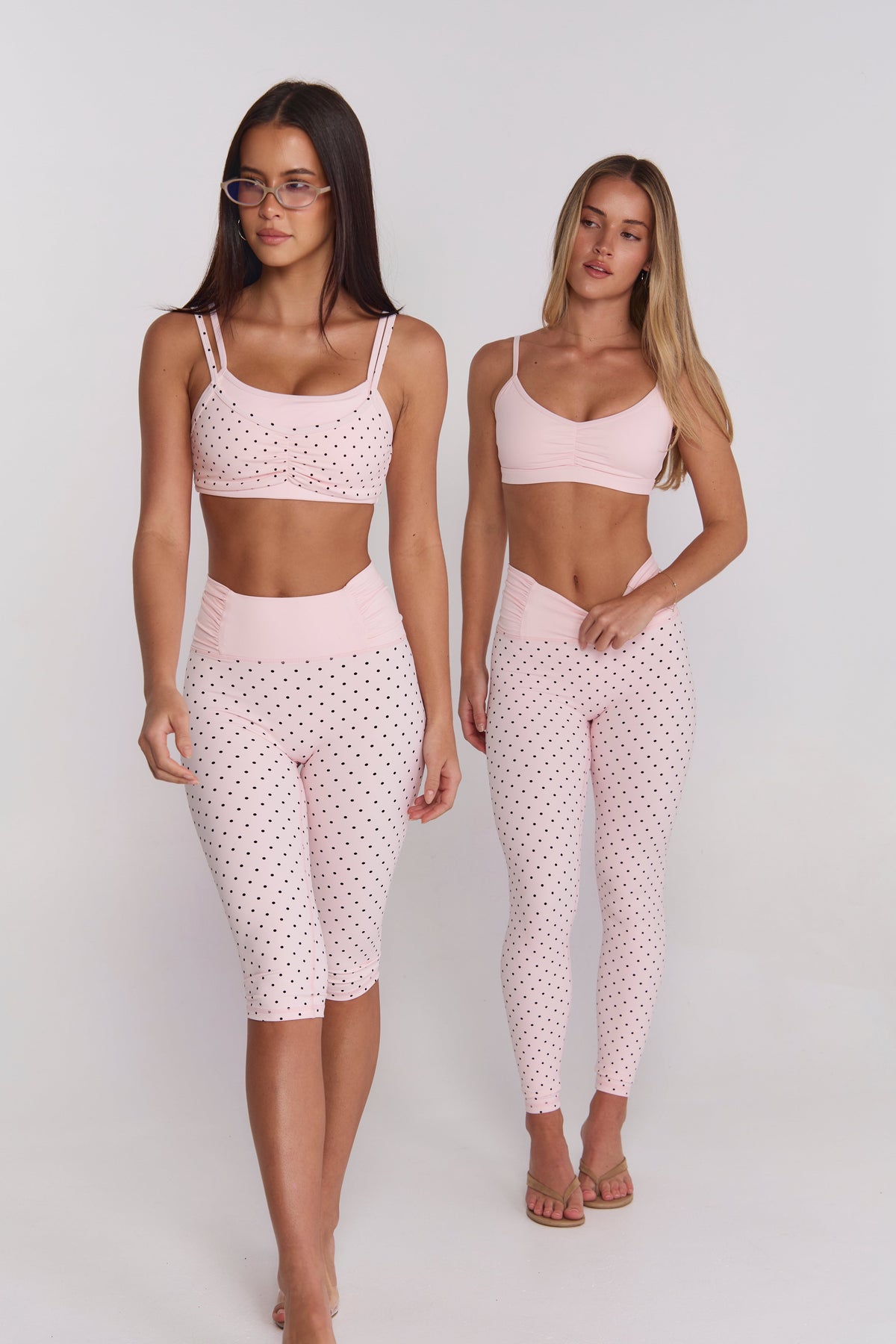 Astoria LUXE BALANCE Ruched Sports Bra - Baby Pink Polka