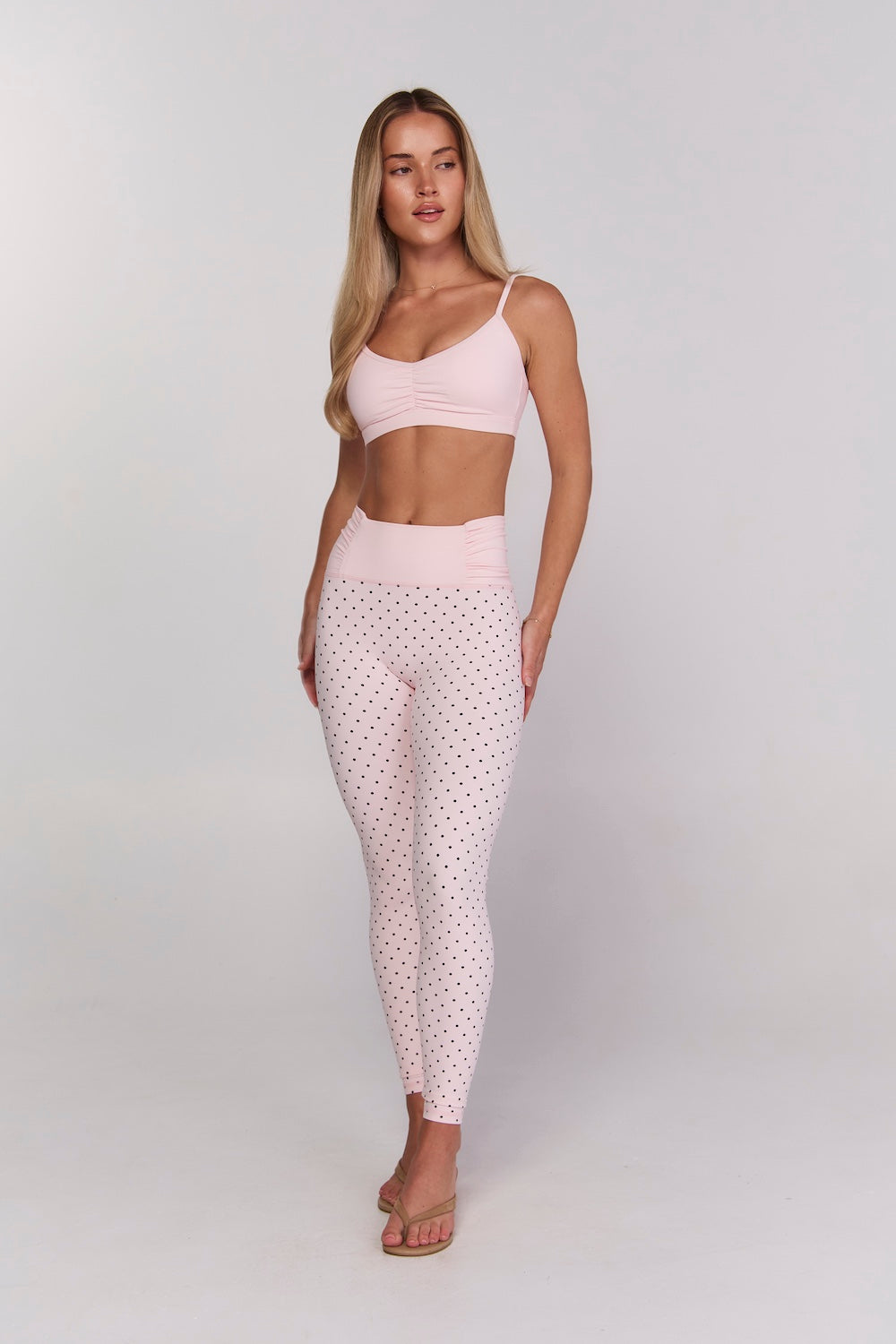 Astoria LUXE BALANCE Ruched Sports Bra - Baby Pink Polka