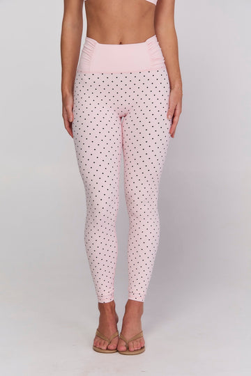 Astoria LUXE BALANCE Ruched Legging - Baby Pink Polka
