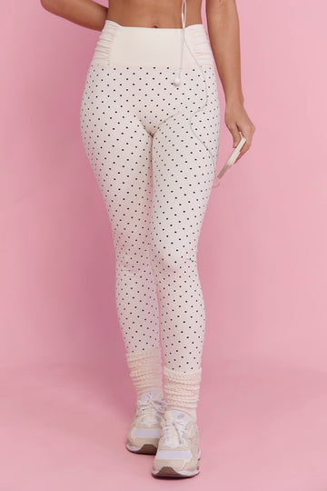 Astoria LUXE BALANCE Ruched Legging - Cream Polka