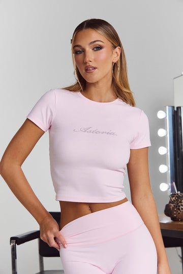 Astoria Airvíve Rhinestone Baby Tee - Angel Pink