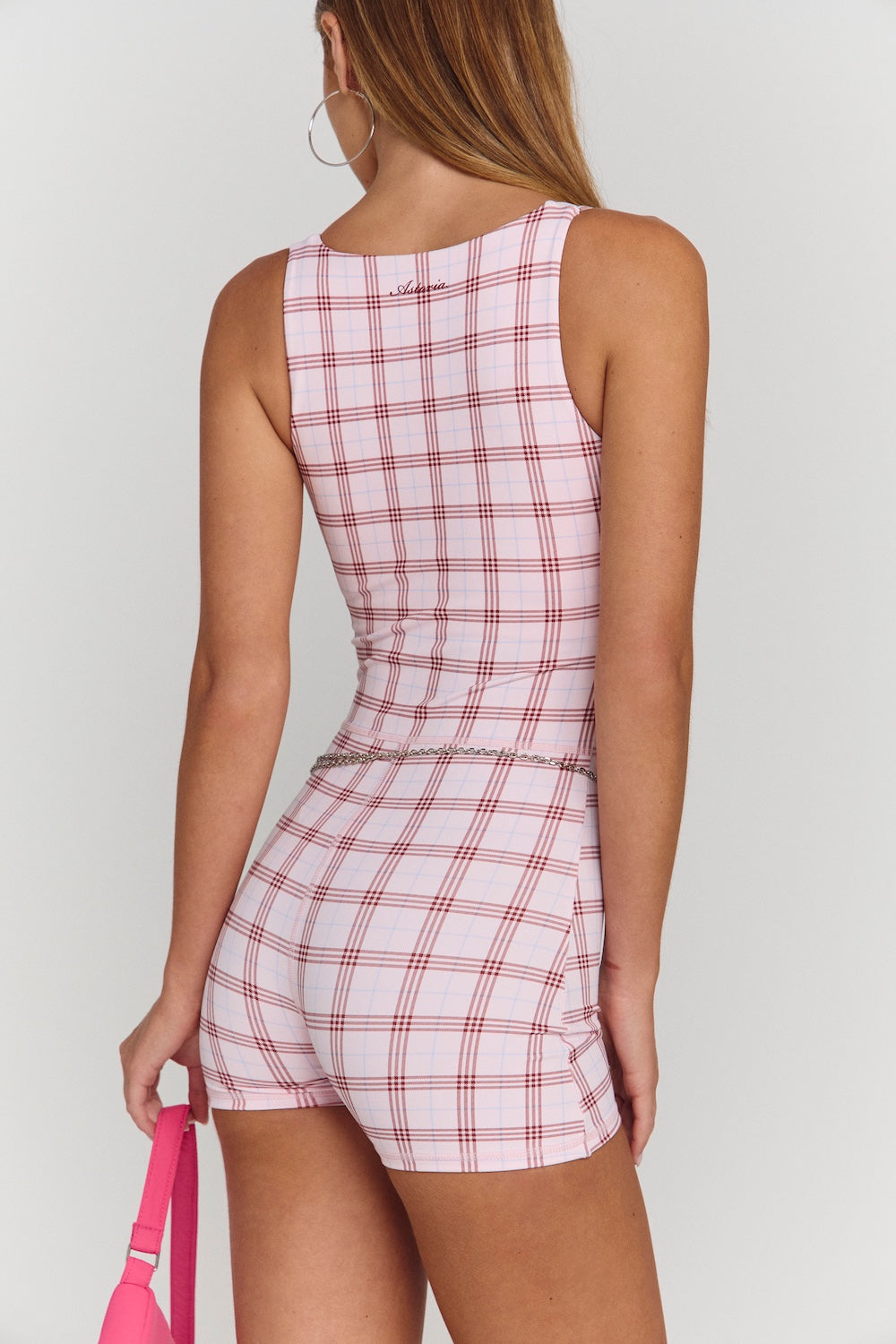Astoria Airvíve Square Neck Micro Onesie - Princess Pink Plaid