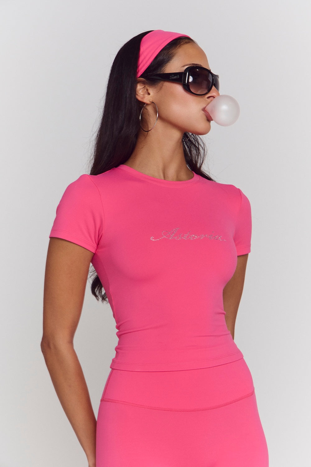 Astoria Airvíve Rhinestone Baby Tee - Popstar Pink
