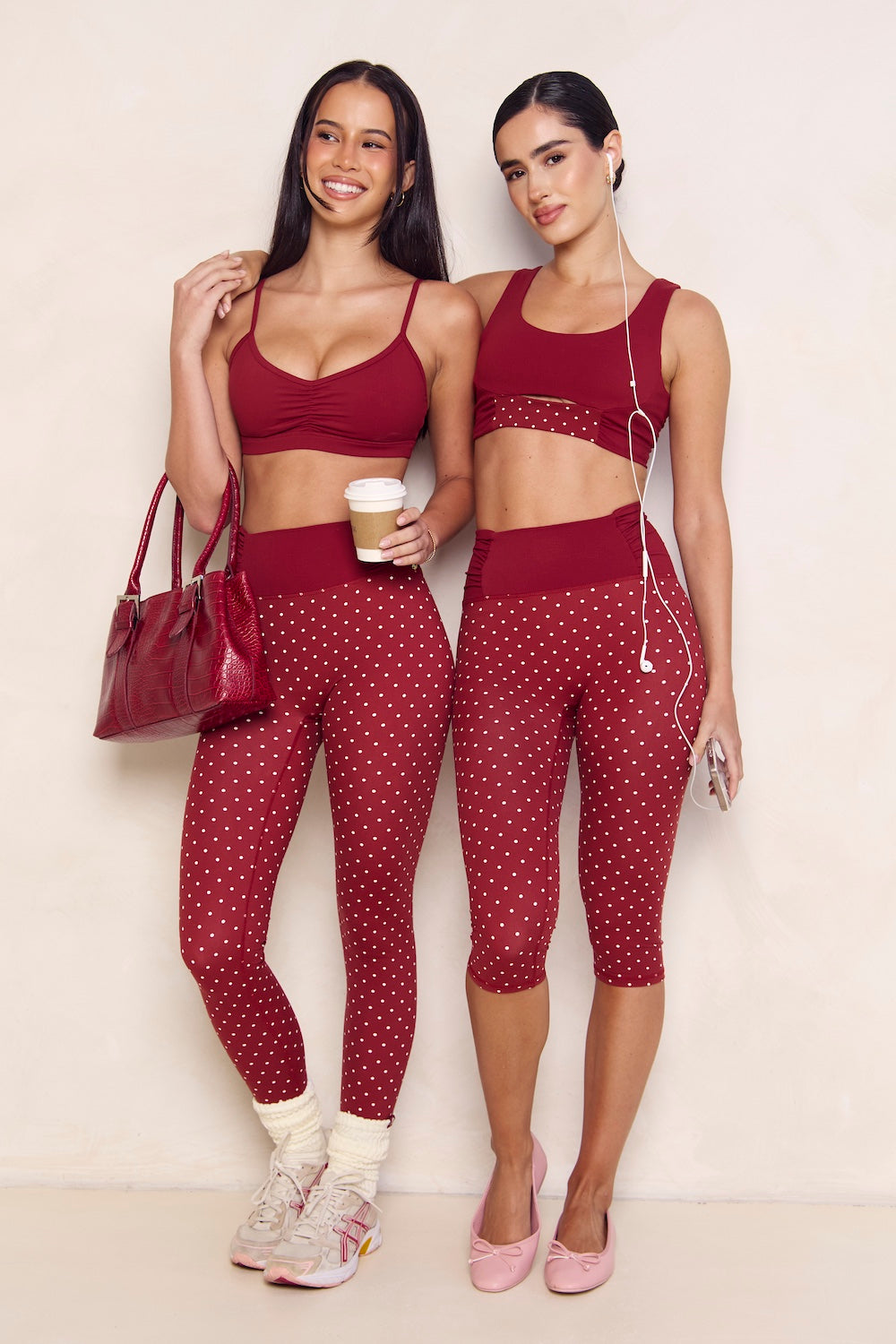 Astoria LUXE BALANCE Ruched Legging - Merlot Polka