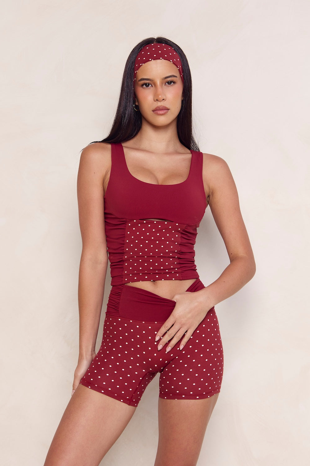 Astoria LUXE BALANCE Headband - Merlot Polka