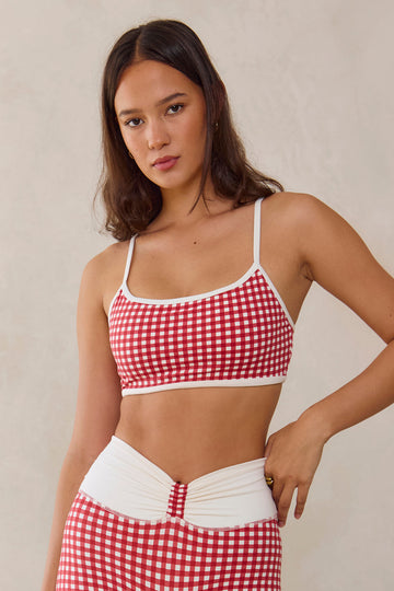Astoria LUXE BALANCE Minimalist Sports Bra - Red Gingham