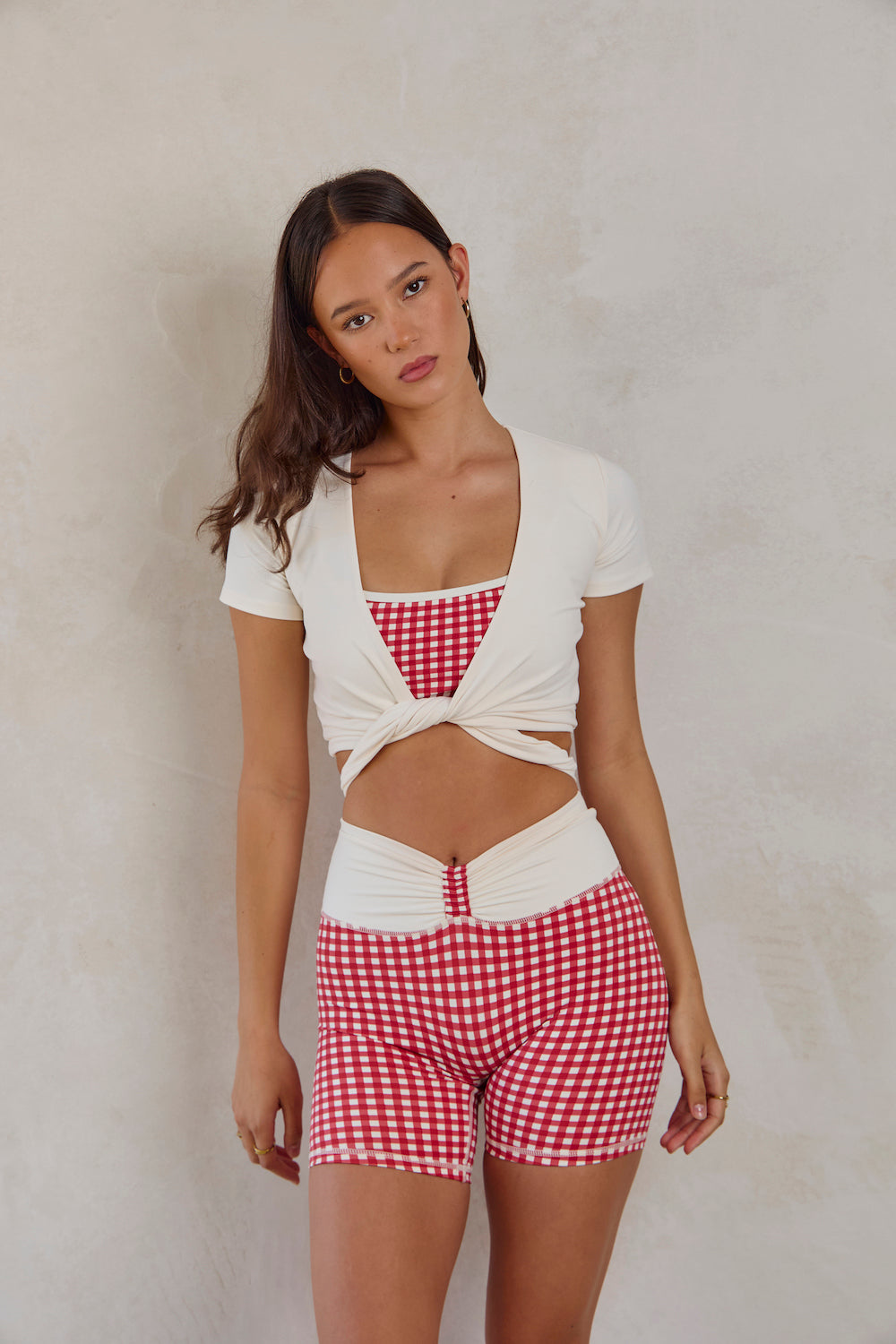Astoria LIVE LUXE Wrap Quarter-Sleeve Crop - Cream