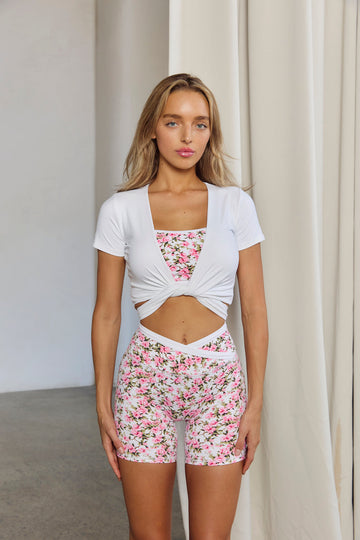 Astoria LIVE LUXE Wrap Quarter-Sleeve Crop - White